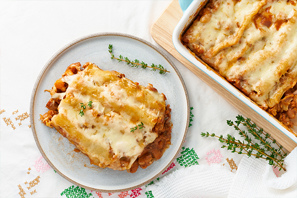 Canelón con Dip de cerdo y champiñones